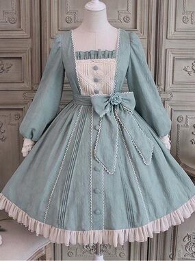 Alice Girl The Embroidered Roses Mint Green Lolita OP Dress